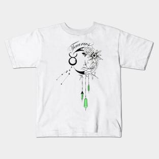 Taurus Green Gem Stone Kids T-Shirt